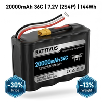 Batería BTV NCM 21700 Full Tab 50PL 25C de Alta Velocidad para Drones RC FPV, Batería HV de 20000 mAh 20Ah para Drones Logísticos y Agrícolas
