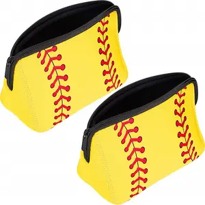 黄色垒球化妆包防水氯丁橡胶包便携式棒球旅行化妆包