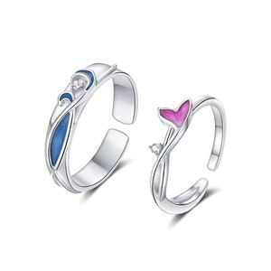 925 Silver Plated Romantic FishTail <b>Ring</b> Men Women Coupler's Open <b>Adjustable</b> <b>Ring</b> Romantic Design Silver Plated Couple <b>Ring</b> - Product Image 1