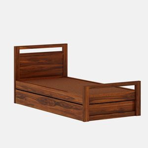 Cama Individual Premium de Madera Maciza de Sheesham con Cama Nido Extraíble y Almacenamiento, Acabado en Nogal Natural - Product Image 6