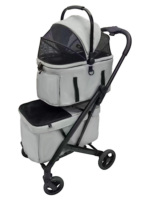 Poussette de luxe légère détachable pour chien et chat avec 4 roues Design pliable Pliable Construction durable à une main 30KGS Charge maximale