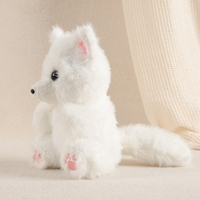 Peluche personnalisée/OEM en forme de renard arctique moelleux, adorable animal en peluche renard blanc avec empreintes de pattes roses