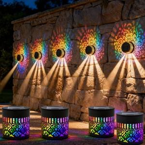 Applique murale extérieure LED à motif Mandala solaire, changeant de couleur, en métal ajouré, <span class=keywords><strong>pour</strong></span> jardin, patio, cour et décoration de fêtes - Product Image 2
