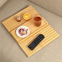 Table d'appoint pliable en bambou magnétique détachable et amovible, avec porte-gobelet intégré, pour salon – Meilleure vente