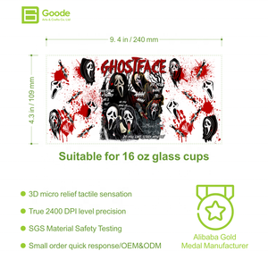 Pegatina <span class=keywords><strong>de</strong></span> transferencia Goode Tumbler impermeable con diseño <span class=keywords><strong>de</strong></span> esqueleto, payaso, pánico, gritos y <span class=keywords><strong>miedo</strong></span>, personalizable, UV DTF, para envolturas <span class=keywords><strong>de</strong></span> vasos <span class=keywords><strong>de</strong></span> vidrio <span class=keywords><strong>de</strong></span> 16 oz - Product Image 2