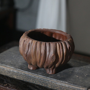 Maceta de Arcilla Morada, Redonda Irregular, para Cultivo Hidropónico, con Diseño de Árbol, Ecológica, Biónica, Hecha a Mano, de Cerámica, para Bonsái - Product Image 4