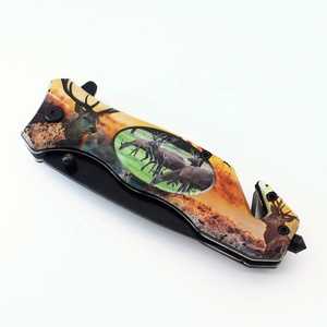OEM 3D con stampa di cervo con manico tattico coltello multiuso con rivestimento nero con lama pieghevole coltello tascabile da campeggio di sopravvivenza - Product Image 6
