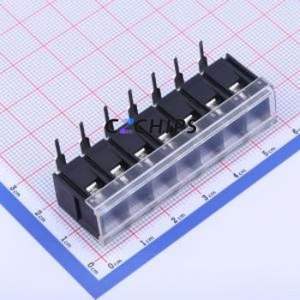 KF28R-7.62-7P Barrier Terminal Block Bent Lead Through Hole,P=7.62mm Connector With Cover Plate 7.62mm 1x7P Right Angle Pin - Product Image 1