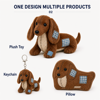 Boneka Anjing Dachshund Cokelat Berpatch, Mainan Plush, Desain Boneka Anjing Lembut Custom, Hadiah, MOQ Rendah, Layanan OEM ODM, Pemasok Langsung