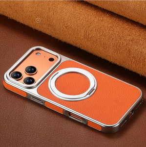Étui de téléphone à chargement sans fil magnétique en cuir 360 °   Support rotatif avec anneau et finition givrée pour iPhone 17 Pro Max 16 15 14 13 - Product Image 2