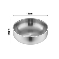 Bol à riz et nouilles réutilisable en acier inoxydable 304 double couche, 11/15/21 cm, design anti-écrasement, argenté, plats à assaisonnement en métal