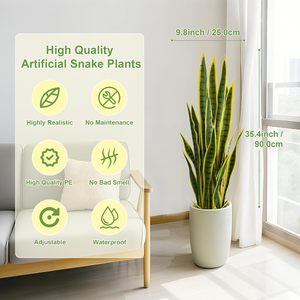 Planta <span class=keywords><strong>de</strong></span> Serpiente Artificial <span class=keywords><strong>de</strong></span> 90 cm <span class=keywords><strong>de</strong></span> Altura, Sansevieria Falsa con 24 Hojas Realistas, Resistente a los Rayos UV, en Maceta, Planta <span class=keywords><strong>de</strong></span> <span class=keywords><strong>Lengua</strong></span> <span class=keywords><strong>de</strong></span> <span class=keywords><strong>la</strong></span> Madre <span class=keywords><strong>de</strong></span> <span class=keywords><strong>la</strong></span> Novia Artificial - Product Image 2