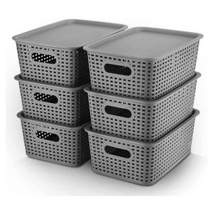Multifunction Home Plastic Storage Baskets With Lid Durable Stackable Storage Containers Moving Boxes Garage Storage