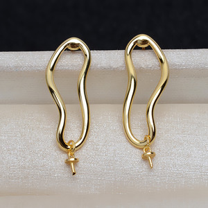 Pendientes de Plata S925 con Colgante de Perla Deformada, Accesorios de Joyería DIY para Mujer, 9-17 4198 - Product Image 2