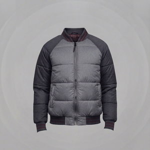 Chaqueta Acolchada Gris para Hombre, con Bordado Frontal, Cuello Alto, Cierre de Cremallera, Relleno de Poliéster Impermeable, Gruesa, Cortavientos, Informal para Invierno - Product Image 1