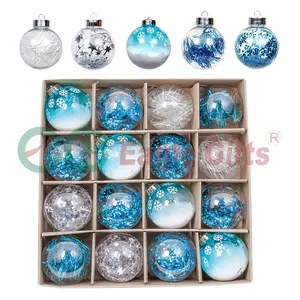 EAGLEGIFTS-Ensemble de boules de Noël en gros, décoration de nouvel an, 80mm, bleu et or, 2025