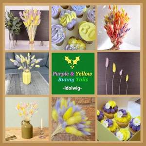 Yow and Purple Bun Tails Flores Secas, 100 Piezas de Colas de Hierba de Pampas de 17 Pulgadas, Flores de Lagurus Ovatus, Flores de Pascua, Floral - Product Image 5