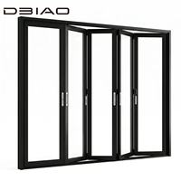 Puerta Plegable Moderna de Aluminio Negro DBIAO con Vidrio Templado para Entrada Exterior, Patio Trasero, Estudio u Oficina