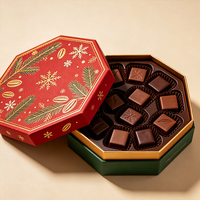 Boîte cadeau rigide de luxe en chocolat truffé avec couvercle hexagonal supérieur et inférieur et insert