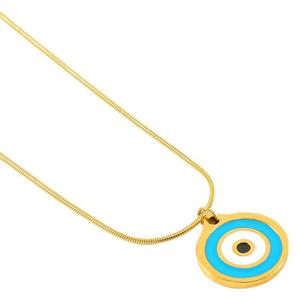 ZOGXIN Evil Eye Pendant Necklace Gold Blue Enamel Chain Women Fashion Jewelry Clavicle Chain Party Accessory - Product Image 5
