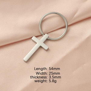 عبر سلسلة المفاتيح تصميم تذكارية التعميد تلميع الفضة المسيحية الصلاة مخصص الفولاذ المقاوم للصدأ معدن فارغة سلسلة الصليب - Product Image 6