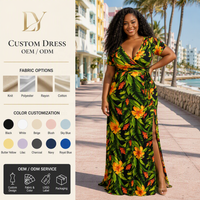 Robe longue de vacances à imprimé floral personnalisée en gros, taille plus