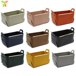 PU Leather Promotional Portable Multipurpose <b>Storage</b> <b>Box</b> Large Capacity <b>Storage</b> Basket Organizer Handles Foldable Cosmetics - Product Image 4