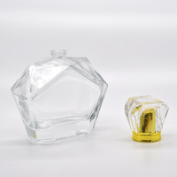 Flacon de parfum en verre transparent DiamondCut avec bouchon en cristal et col doré, flacon de parfum vide de luxe pour emballage cosmétique 100 ml