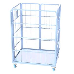 Jaula metálica de rejilla de doble puerta de partición de carro de logística plegable del fabricante de suministro directo para almacenamiento de carga de equipos - Product Image 5