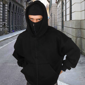 Alta calidad 450 Gsm Heavyweight Balaclava Hoodies Streetwear Logotipo personalizado Full Face Zip Hoodies Sudaderas Fabricante - Product Image 1