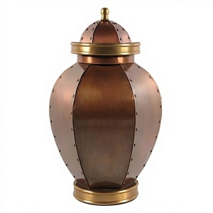 <b>Large</b> copper cremation <b>urns</b> 300 cubic'' upto 4 ltrs human ashes hold antique finished funeral burial <b>urn</b> from top listed company - Product Image 1