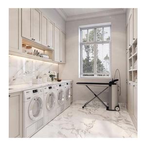 Gabinete de almacenamiento de lavandería personalizado, agitador de fregadero blanco, gabinete de lavandería de baño moderno, tocador - Product Image 3