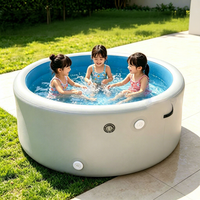Piscine gonflable ronde pour enfants en PVC à finition brossée, pliable, pour la baignade en plein air, bassin de bain pour animaux domestiques, pour chats et chiens