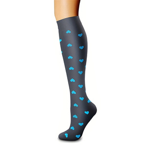 Calcetines de Compresión Deportivos de Nailon hasta la Rodilla, Transpirables, con Soporte de Circulación, <span class=keywords><strong>para</strong></span> Correr, Viajar, <span class=keywords><strong>para</strong></span> Enfermeras, con Diseño Geométrico Personalizado - Product Image 2