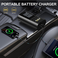 Démarreur de voiture portable 4-en-1 avec pompe à air, kit de secours et booster de batterie pour gonflage des pneus de voiture