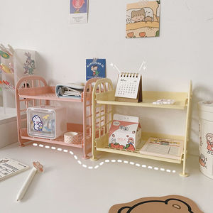 Desktop <b>Storage</b> Rack 2 Tier Rectangle Standing Type Office Organizer <b>For</b> Stationery Dorm Room Bookshelf <b>Computer</b> Use - Product Image 2