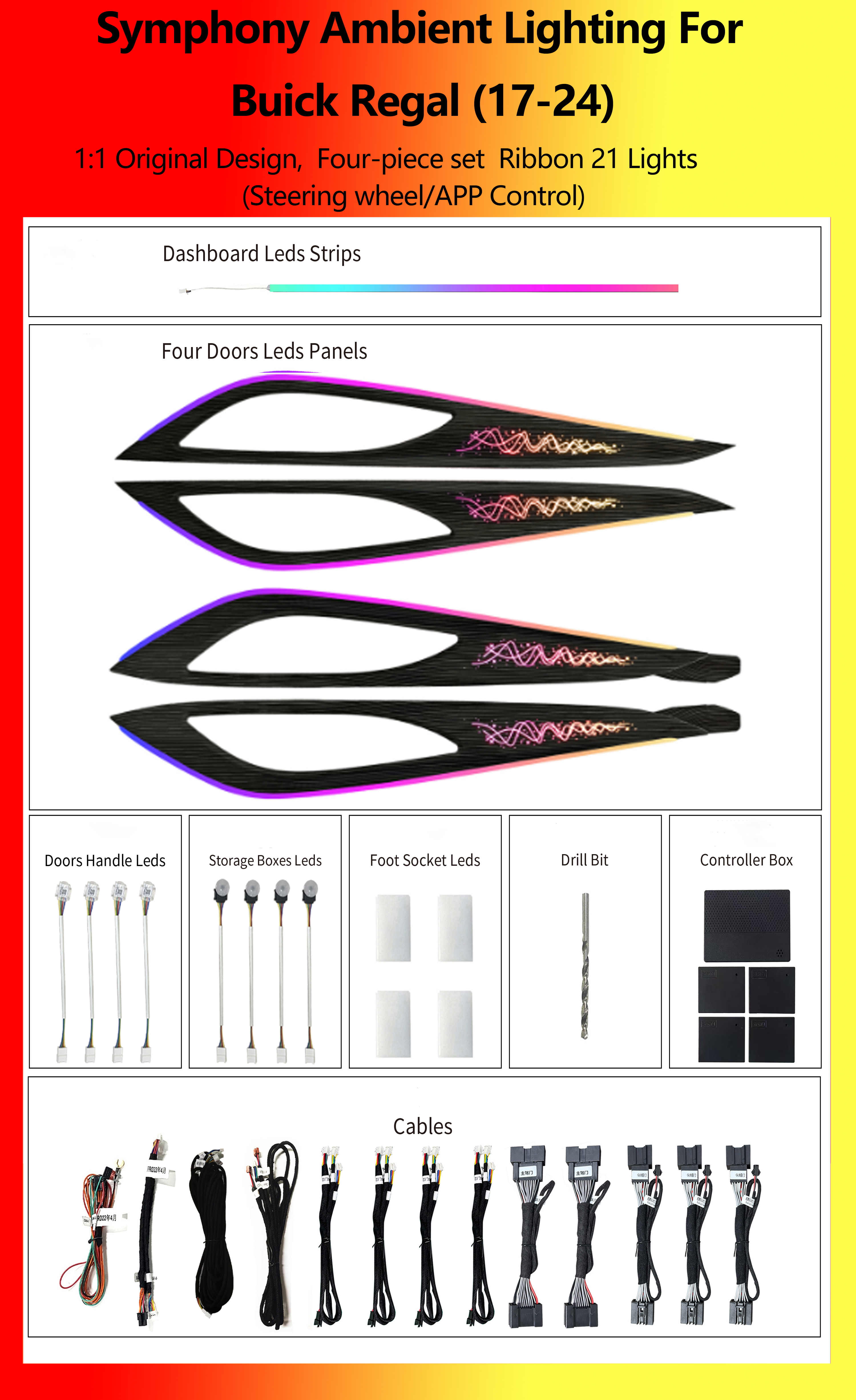 ชุดไฟริบบิ้น 21 ดวง สำหรับ Buick Regal แบบ 4 ชิ้น