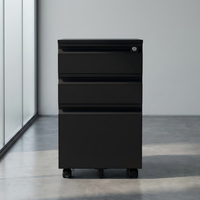 Armoire de classement mobile moderne en acier à 3 tiroirs avec piédestal métallique personnalisé, rangement de bureau et roulettes pour utilisation sous le bureau ou à l'école