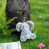 Porte-clés pendentif en peluche en forme d'éléphant abricot, rembourré en coton PP, unisexe, pour sac à dos ou décoration de voiture, fabriqué en Chine continentale