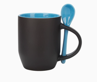 Mug à café en céramique 12 oz avec cuillère, logo personnalisé, cadeau promotionnel, entreprise, vente en gros, gobelet de voyage