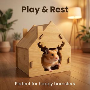 Casa de bambú natural para hámsteres y roedores, ecológica y ecológica, refugio para mascotas pequeñas. - Product Image 3