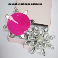 Autocollant personnalisé de luxe avec gros diamant et pétale irrégulier pour le corps brillant argent strass cache-tétons sexy réutilisable pour femmes