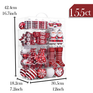 EAGLEGIFTS 2026 Proveedor de Artículos Navideños Más Vendidos, 155 Piezas de Adornos Navideños Irrompibles Rojos y Blancos de 30-160 mm - Product Image 2