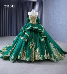 Feishiluo vestido de baile para casamento, luxuoso, brilhante, de miçangas, para noite, de baile, mangas off, luxuoso, fofo