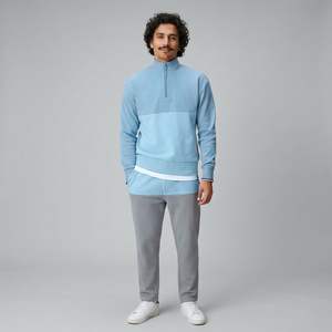 2026 OEM Winter Men's Pullover Hoodie Zipper <b>Mock</b>-<b>Neck</b> 300g Fleece Breathable Quick Dry High Street Vintage Style - Product Image 1