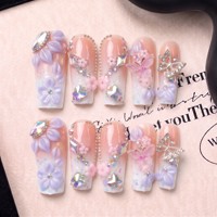 Fournitures pour salons de manucure : Faux ongles à presser faits main, forme carrée courbée French 3.0, couvrance totale, PMMA, personnalisables OEM, 10 pièces