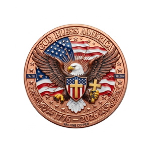 Pièce de monnaie commémorative 'God Bless America' en cuivre fin .999, <span class=keywords><strong>1</strong></span> oz, 250e anniversaire |   Aigle chauve 1776-2026, croix patriotique, antique et moderne - Product Image 1