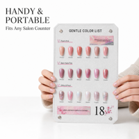 Présentoir à 18 compartiments pour vernis à ongles en acrylique, nuancier de couleurs pêche, rose pâle, rose pâte, pailleté, nacré pour salon