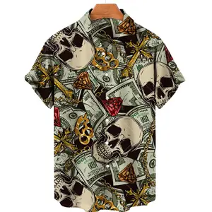 定制设计纽扣夏威夷衬衫印花短袖夏季沙滩夏威夷男童衬衫