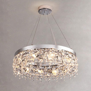 Suspension moderne en cristal de luxe à hauteur réglable Nouveau cercle connecté LED Design pour hôtel Salon Maison Lustre - Product Image 5